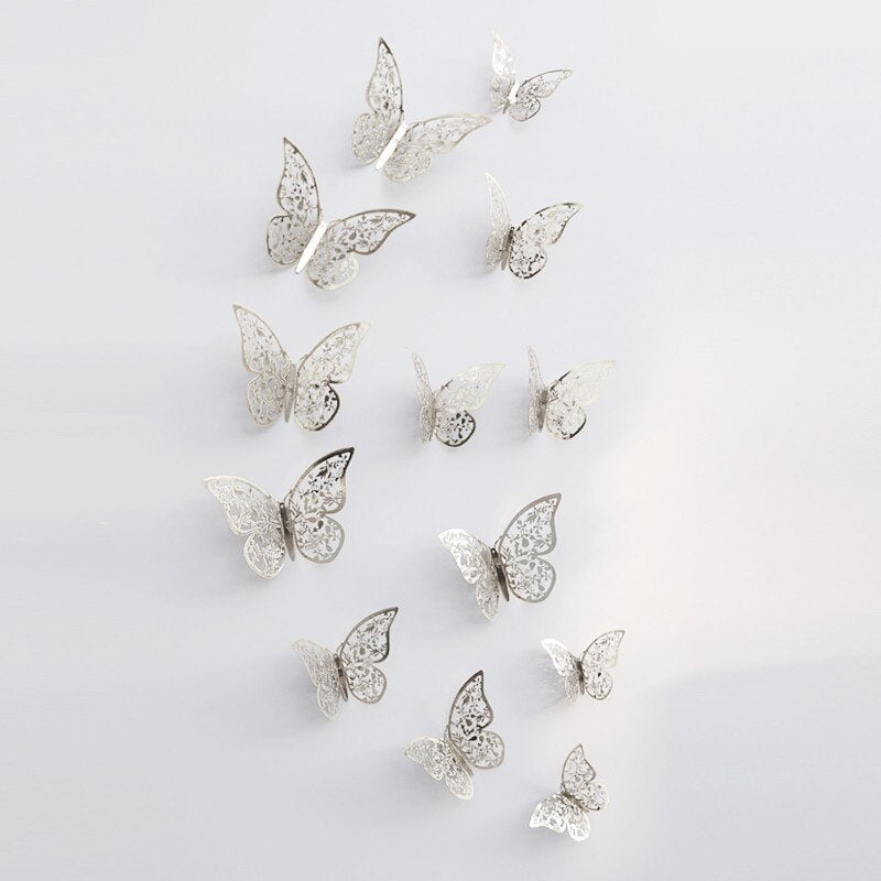 12pcs 3D Hollow Butterfly Wall Sticker for Home Decor DIY Butterflies Fridge stickers Room Decoration Party Wedding Decor - V.I.P Digital Presence