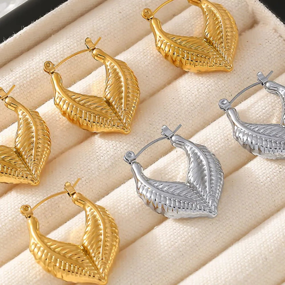 Leaf patchwork heart-shaped earrings with a niche design and titanium steel earrings - V.I.P Digital Presence