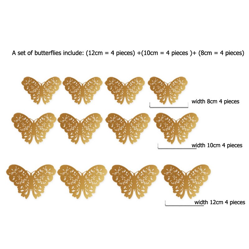 12pcs 3D Hollow Butterfly Wall Sticker for Home Decor DIY Butterflies Fridge stickers Room Decoration Party Wedding Decor - V.I.P Digital Presence