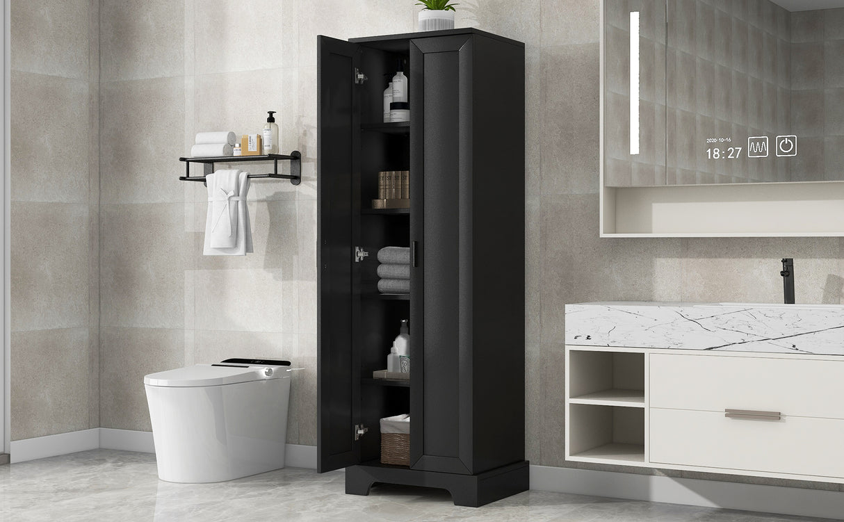 Storage Cabinet with Two Doors for Bathroom, Office, Adjustable Shelf, MDF Board, Black - V.I.P Digital Presence