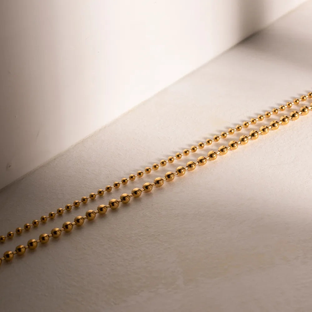 18K Gold-Plated Lobster Closure Bead Necklace - V.I.P Digital Presence