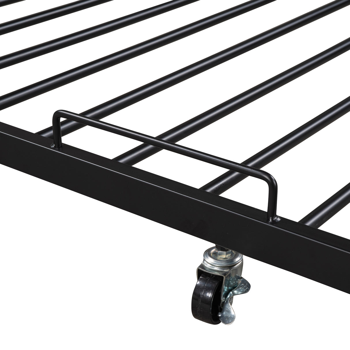 Queen Size Metal Platform Bed Frame with Trundle, USB Ports and Slat Support ,No Box Spring Needed Black - V.I.P Digital Presence