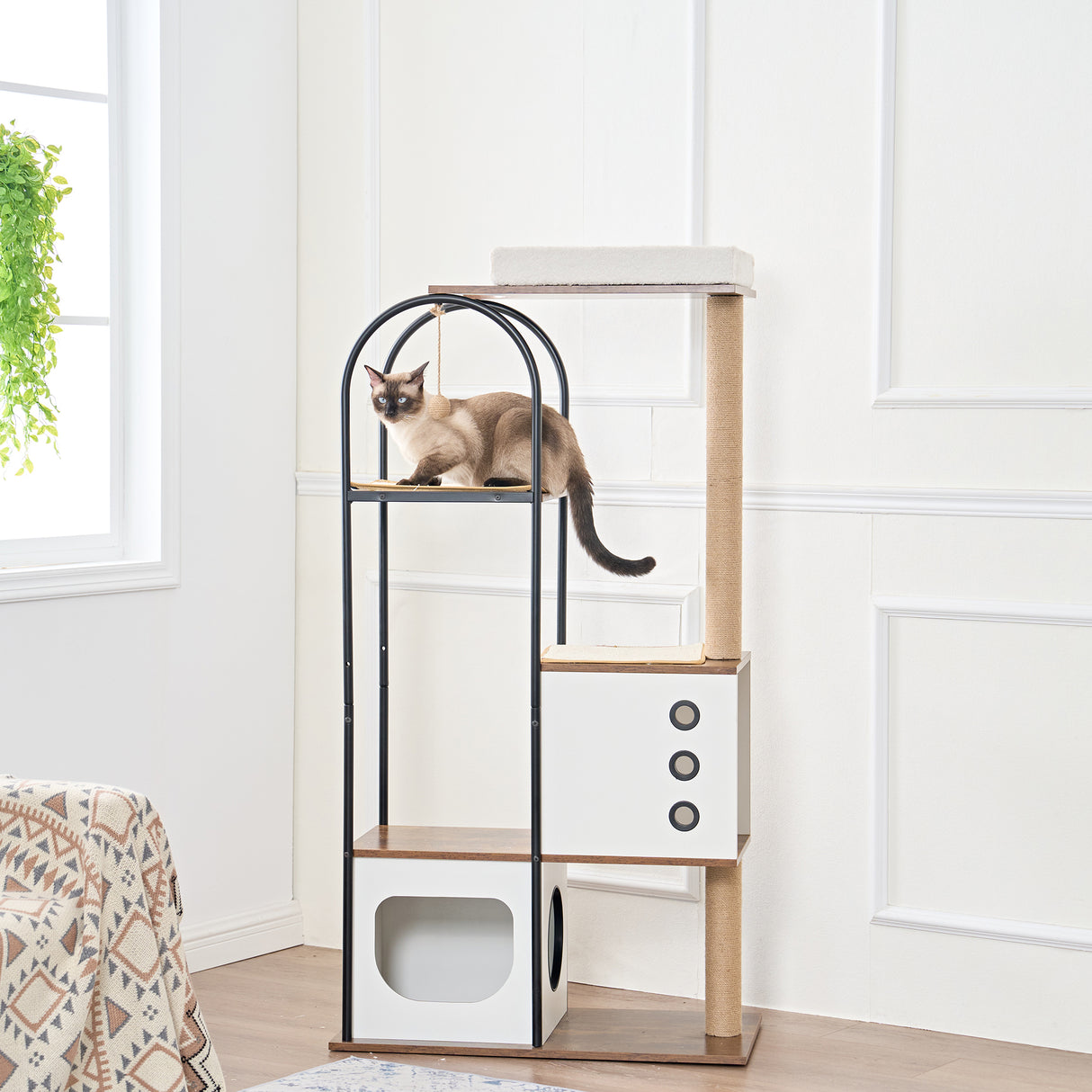 cat climbing frame,Cat Tree,Modern Cat Tower, Multi-Level Cat Condo with 1 Caves,2 Scratching Posts,Perch,for Indoor Cats - V.I.P Digital Presence