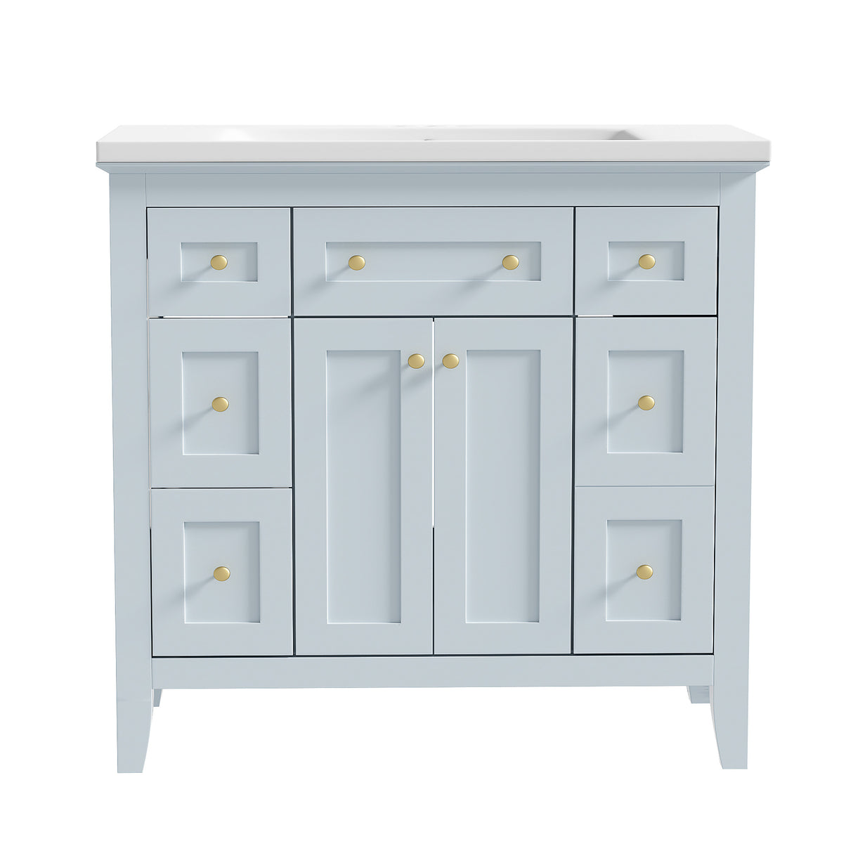 36 inch bathroom vanity with resin sink combination set with 6 drawers and 2 cabinets, storage cabinet vanity set, light blue - V.I.P Digital Presence