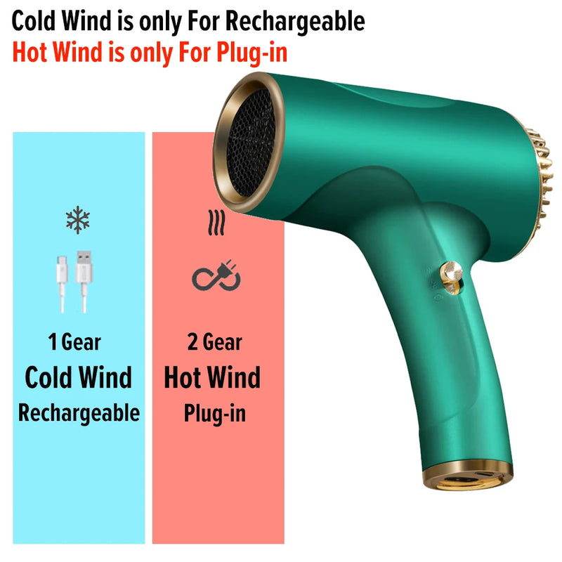 2600mAh Cordless Anion Blow Dryer Portable Hair Dryer 40/500W USB Rechargeable Powerful 2 Gears for Household Travel Salon - V.I.P Digital Presence