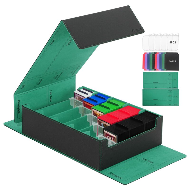 3800+ Capacity Card Storage Box. Includes 20 Dividers, 5 Supporters, Leather Magnetic Closure. Great for YuGiOh & MTG Cards. - V.I.P Digital Presence