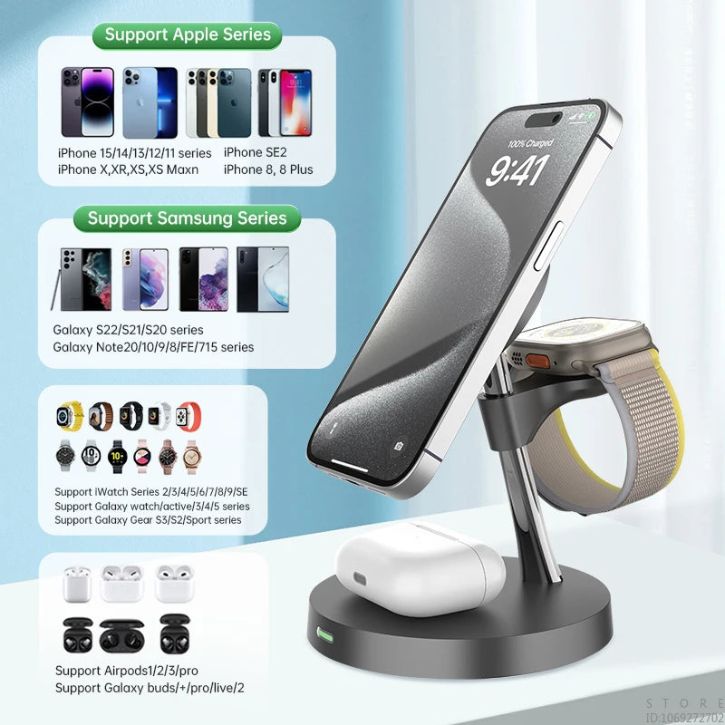 Zinc alloy magnetic bracket magnetic three in one wireless charger suitable for Apple magnetic fast charging - V.I.P Digital Presence