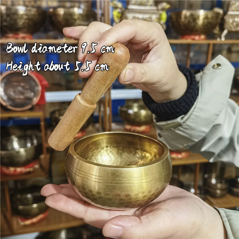 Tibetan brass singing bowl with Sanskrit – handmade meditation instrument for stress relief. - V.I.P Digital Presence