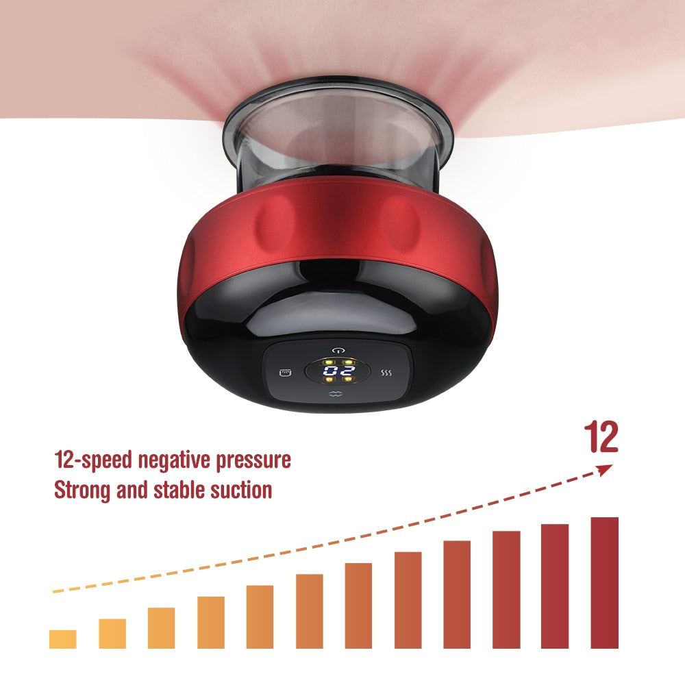 Electric Cupping Massager Scraping and Cupping Therapy Red Light Heating Vibration Pressotherapy Rechargeable Pain Relief - V.I.P Digital Presence