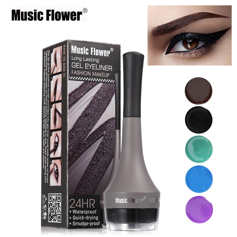 Music Flower 5 colors Waterproof Eyeliner Gel Eye Makeup Eye Liner With Brush 24 Hours Long-lasting Eyelid Black Cosmetic Gel - V.I.P Digital Presence