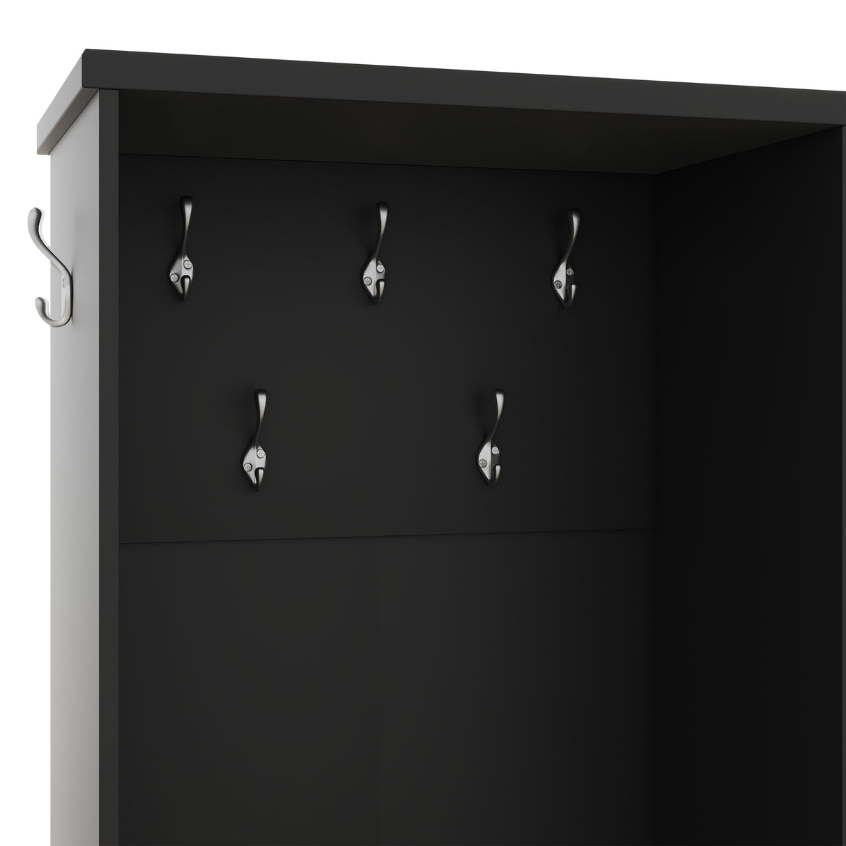 Multi-functional Hall Tree with Storage Shelves Drawers and Cabinet, Elegant Hallway Shoe Cabinet with Bench Modern Black - V.I.P Digital Presence