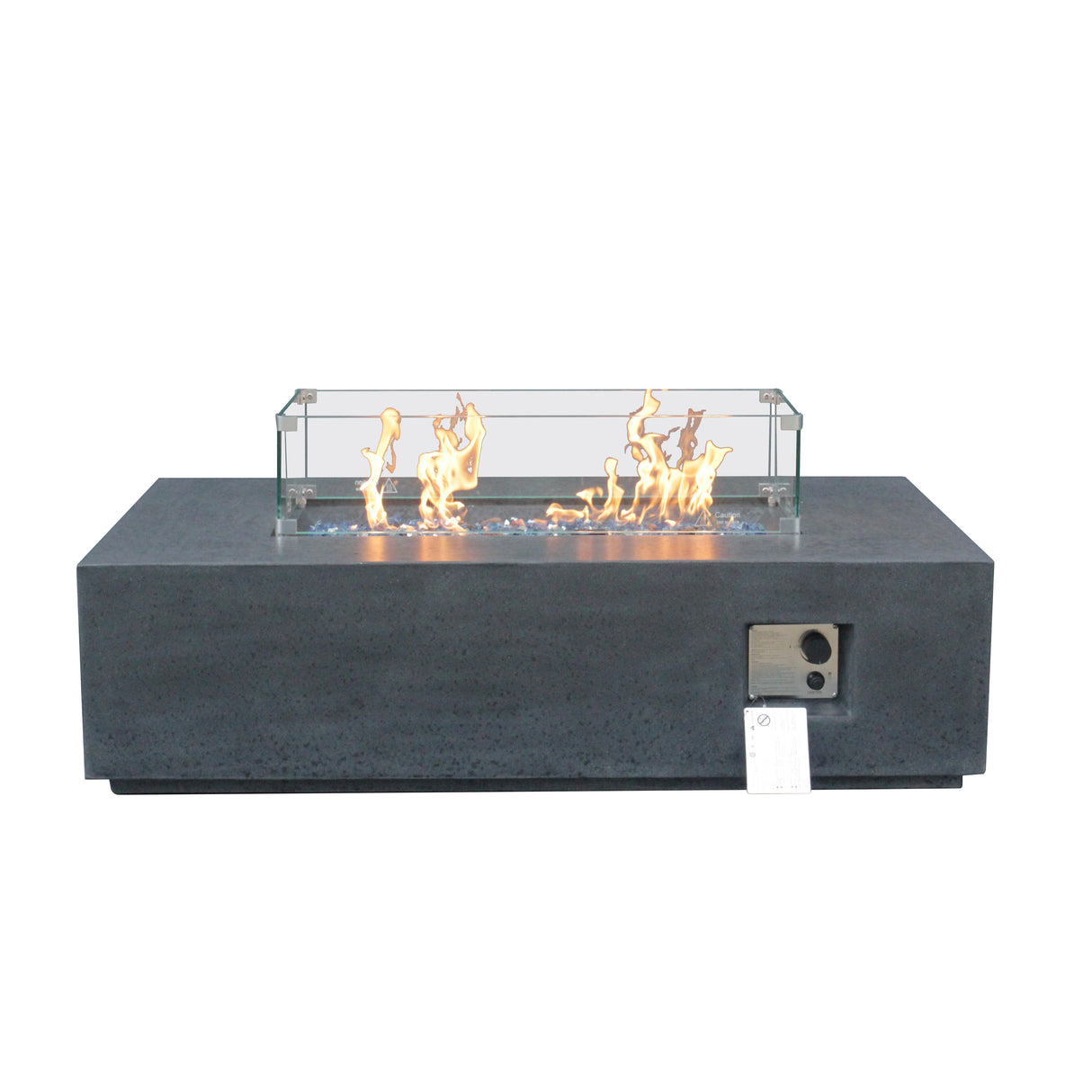 52 Inch Outdoor Concrete Propane gas rectangle Fire Pit table in Dark Gray color - V.I.P Digital Presence