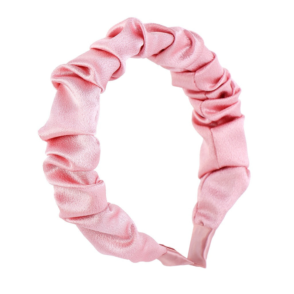 Multi color retro solid satin pleated hair compression headband - V.I.P Digital Presence