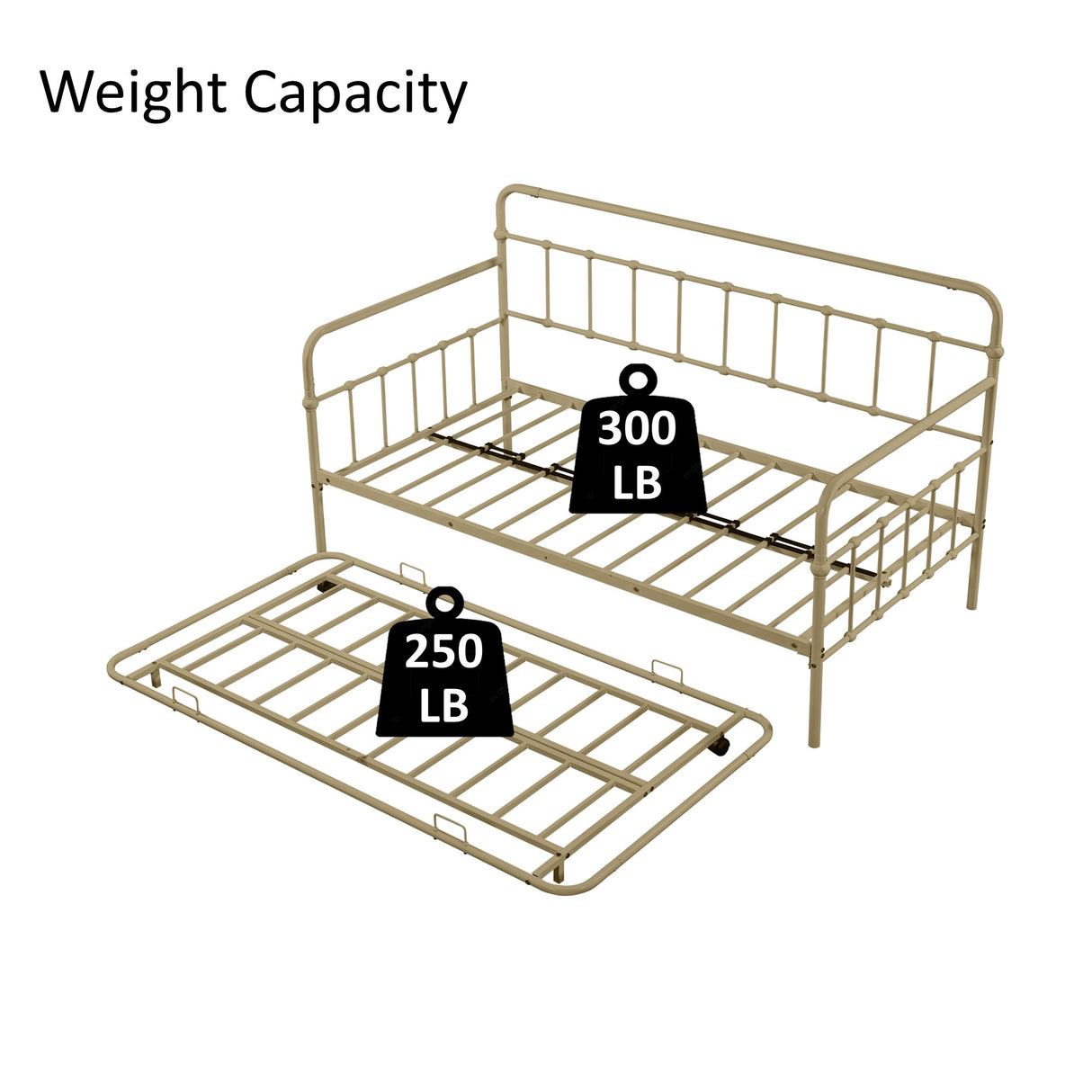 Metal Frame Daybed with trundle(Bronze)