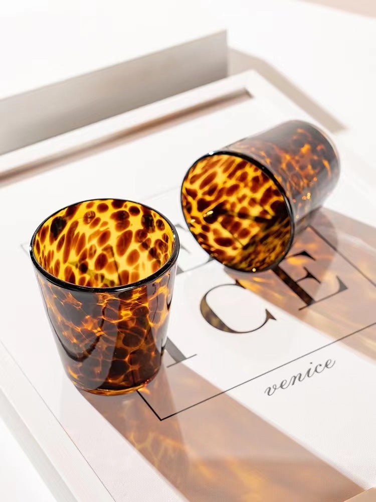 1 Pcs Brown Leopard Grain Cup Glass Transparent Sense Water Cup Tea Cup Coffee Mugs Wine Glasses Drinking Glasses - V.I.P Digital Presence