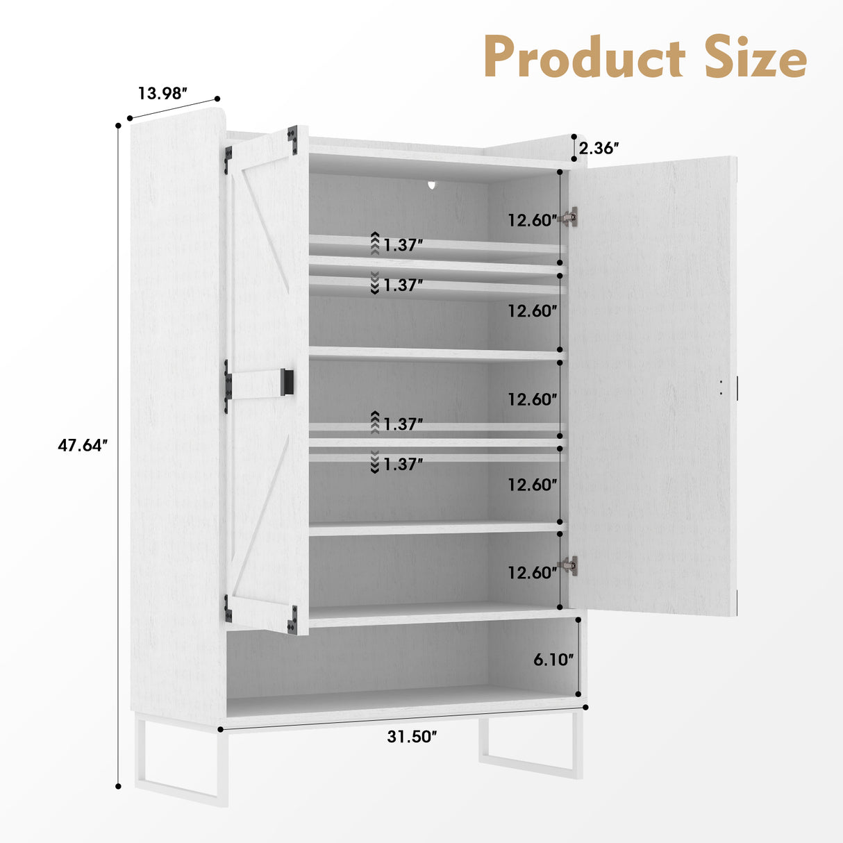 Shoe Cabinet with Doors, 6-Tier Shoe Storage Cabinet with Adjustable Shelves, Wooden Shoes Rack Shoe Storage Organizer - V.I.P Digital Presence