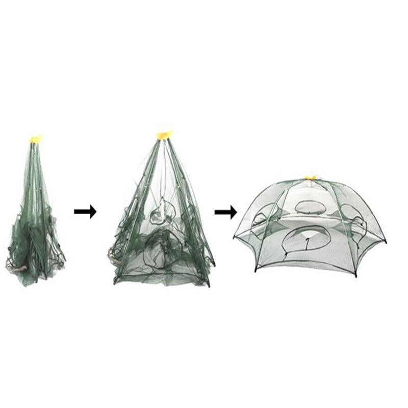 Red de pesca hexagonal portátil plegable de 6 agujeros