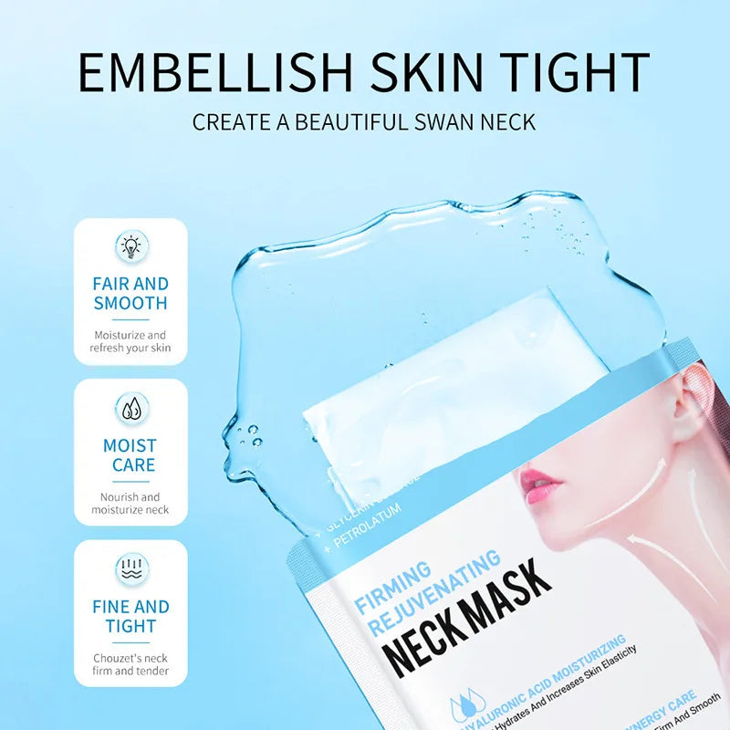 10pcs SADOER Hyaluronic Acid Neck Mask Collagen Firming Neck Masks Nourishing Brightening Beauty Moisturizing Necks Skin Care - V.I.P Digital Presence