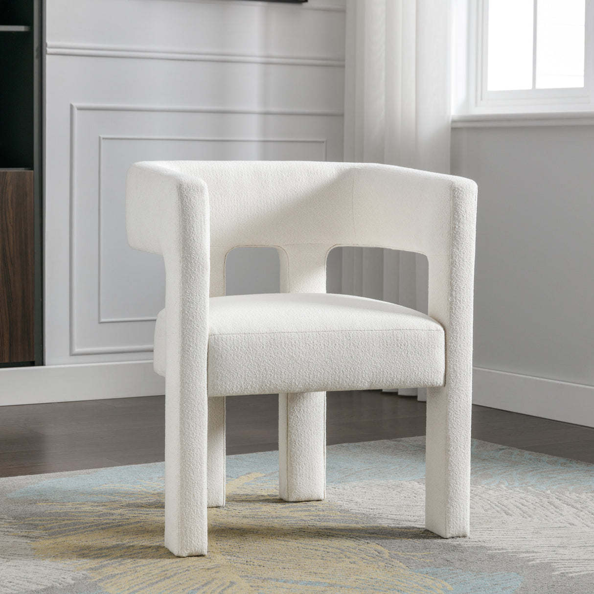 Contemporary Designed Fabric Upholstered Accent Chair Dining Chair for Living Room, Bedroom, Dining Room, Beige - V.I.P Digital Presence