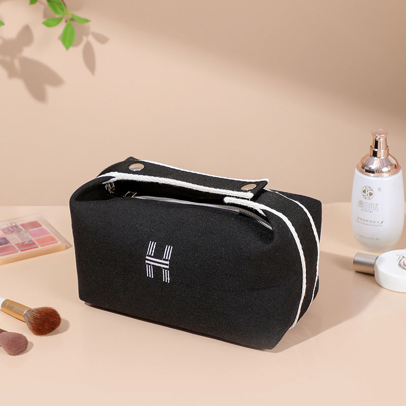 Portable premium canvas makeup bag, large capacity, washable, stylish storage for women - V.I.P Digital Presence