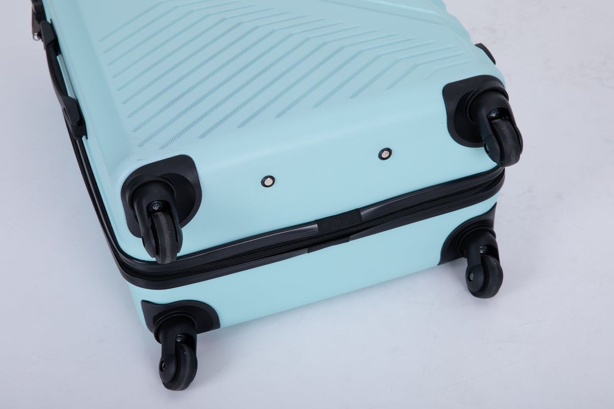 3 Piece Luggage Sets ABS Lightweight Suitcase with Two Hooks, Spinner Wheels, TSA Lock, (20/24/28) Green