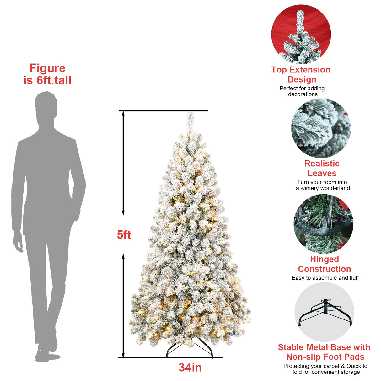 5FT PVC Memory Wire Christmas tree (With Light) - V.I.P Digital Presence