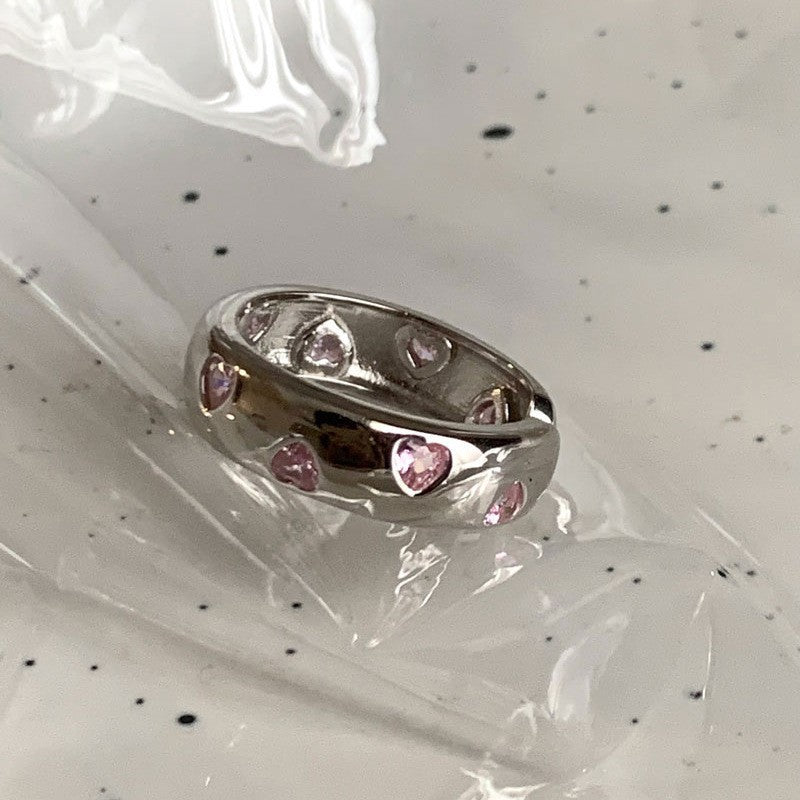Dopamine love colored zircon diamond ring female niche index finger high-end fashion personality open ring - V.I.P Digital Presence