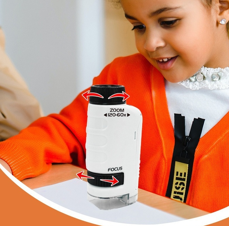 Microscopio bacteriano, juguete de experimento científico para estudiantes de escuela primaria, microscopio portátil de mano para niños, nivel profesional