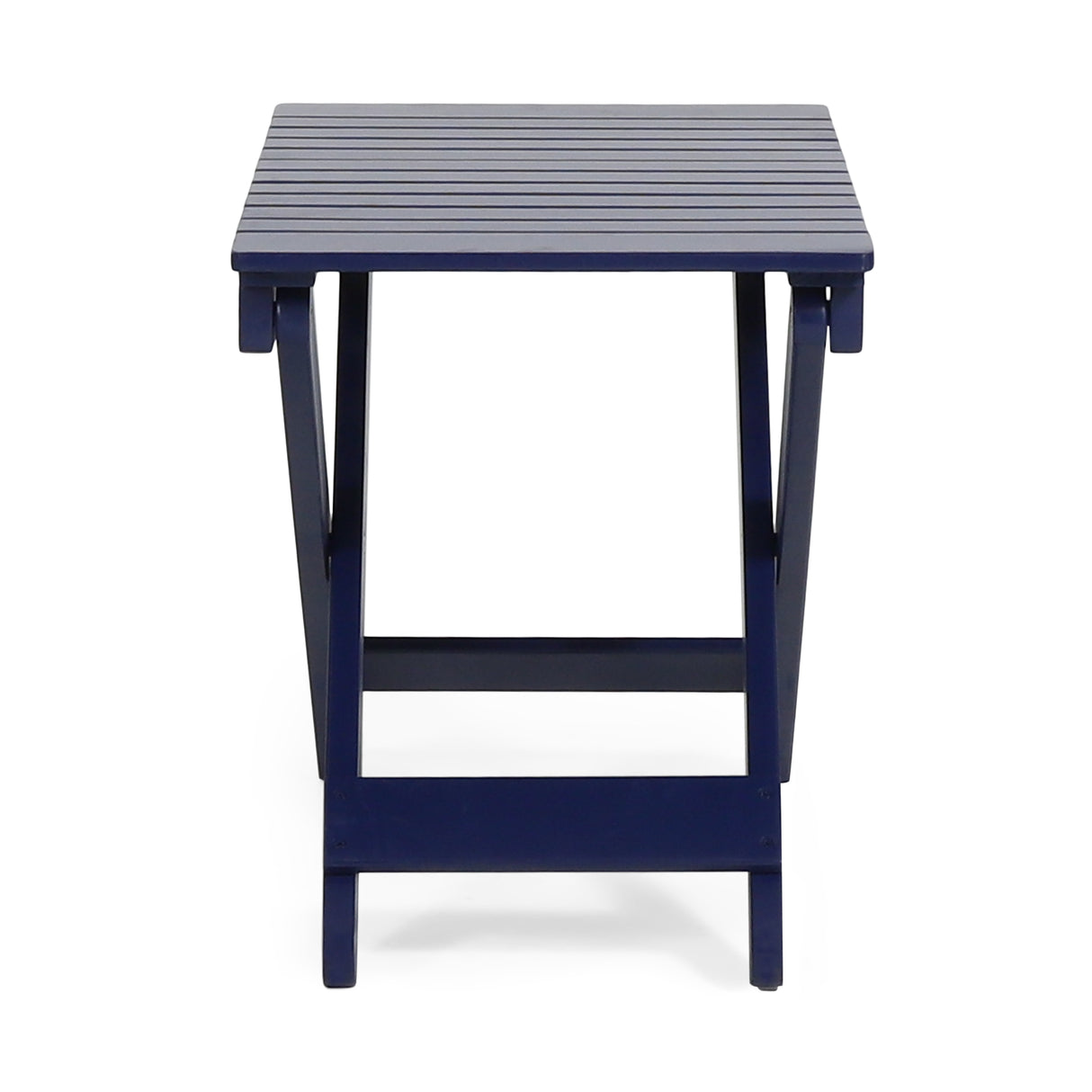 Outdoor Folding Wooden Side Table, Navy Blue, 15"D x 22.75"W x 18.25"H - V.I.P Digital Presence