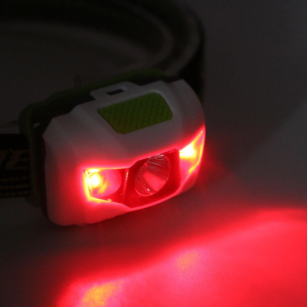 Linterna frontal LED impermeable de 4 modos, linterna blanca + roja, utiliza 3 pilas AAA.