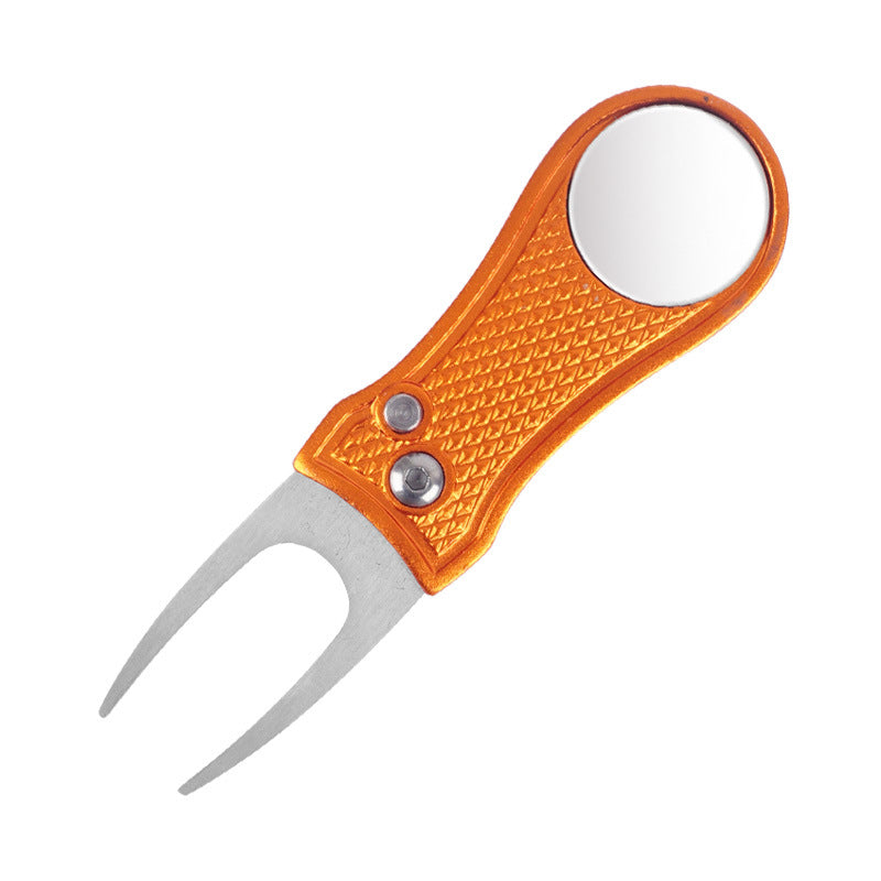 Horquilla de golf verde con mango de aluminio, herramienta de reparación de resorte plegable, regalo nuevo