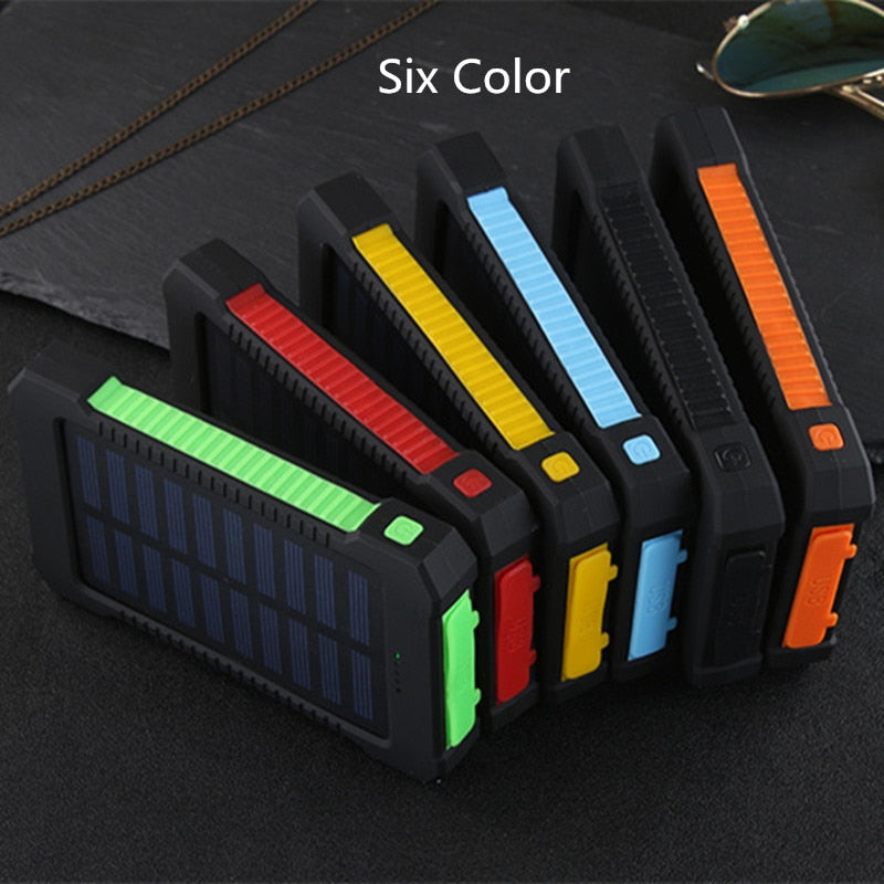 For Smartphone with LED Light Solar Power Bank Waterproof 20000mAh Charger 2 USB Ports External Charger Powerbank - V.I.P Digital Presence