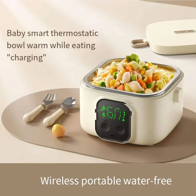 Portable Wireless Water-Free Heating Lunch Box Small Capacity for Baby Camping Trips LCD Display Rechargeable Electric Lunch Box - V.I.P Digital Presence
