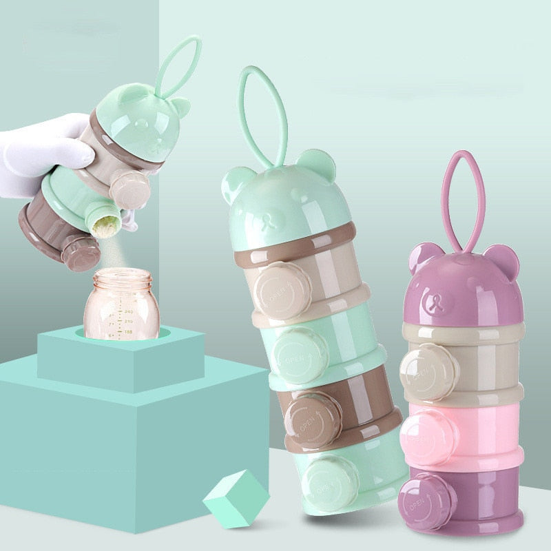 3 / 4 layers Bear Style Portable Baby Food Storage Box Essential Cereal Cartoon Infant Milk Powder Box Toddle Snacks Container - V.I.P Digital Presence