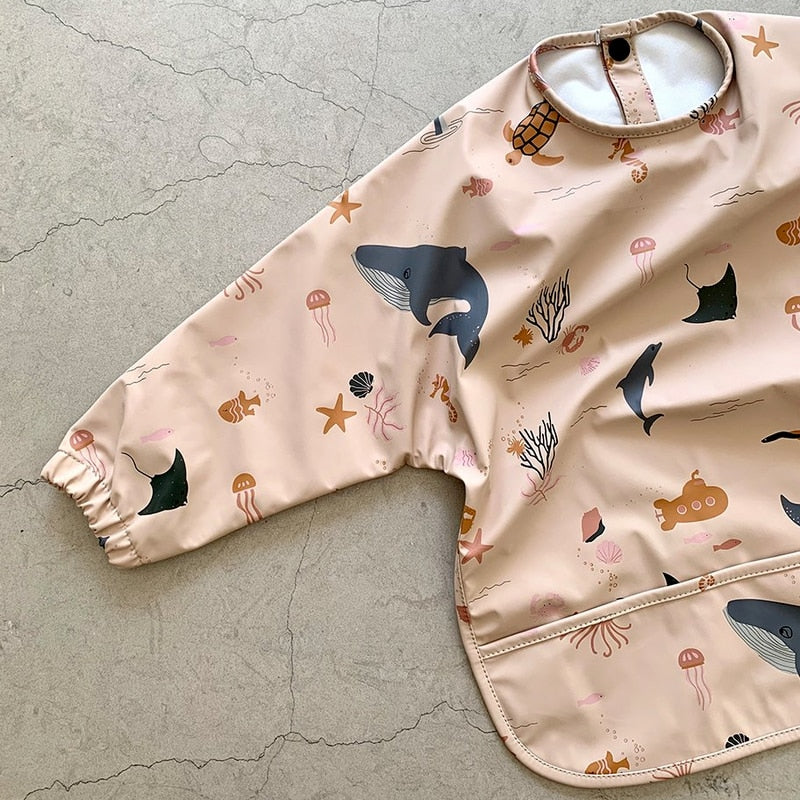 Baby Bibs Waterproof Infant Eating Bib with Pocket Children Drawing Machine Washable Long Sleeve Apron Kid Burp Cloth Baby Stuff - V.I.P Digital Presence
