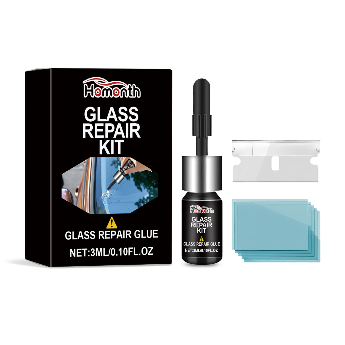 Glass Repair Kit Automotive Windshield Cracks Scratches Clear Vision Portable Adhesive - V.I.P Digital Presence