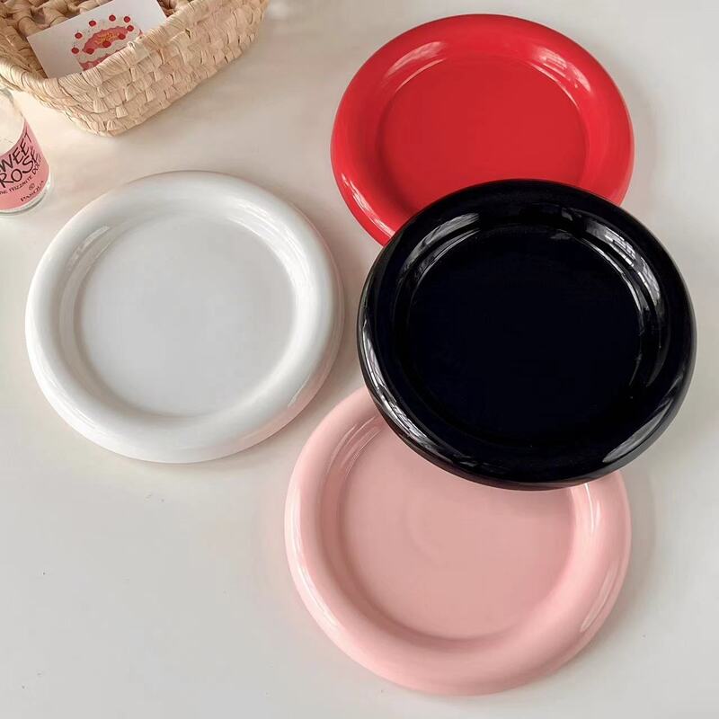 Ins - style Round Ceramic Food Plates. Thick - edged, creative Nordic tableware. Ideal for dessert, steak, pasta. - V.I.P Digital Presence