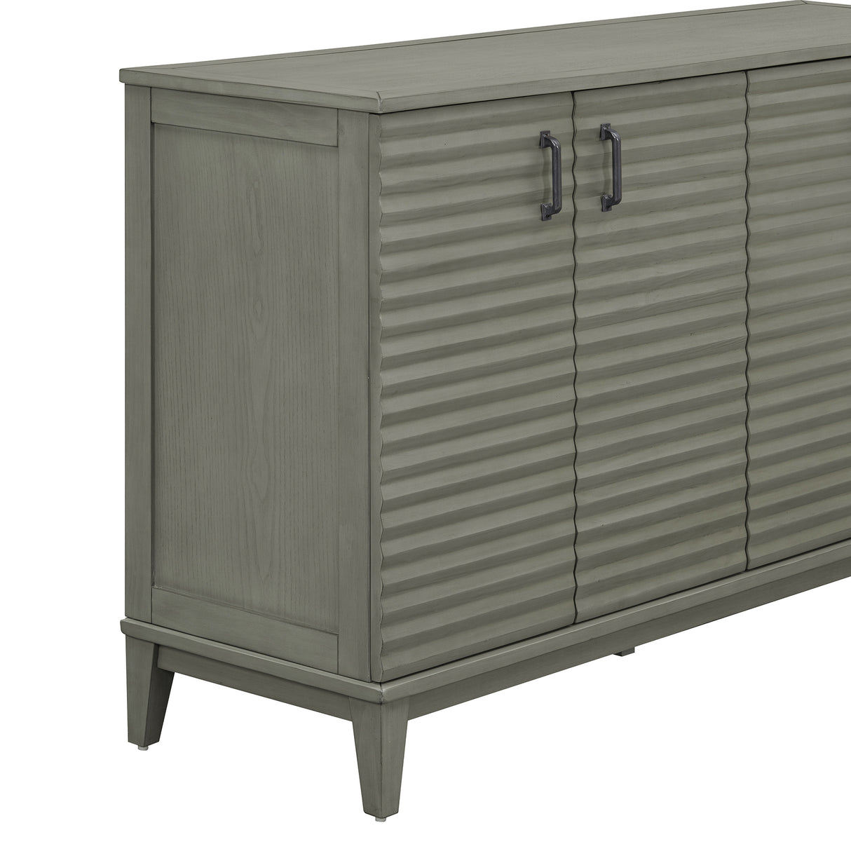 TREXM side panel with 4-door large storage buffet, adjustable shelves and metal handles (antique gray) - V.I.P Digital Presence