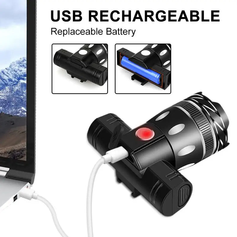 T6 LED Bicycle Front Light USB Rechargeable Lantern 2400mAh for Zoom Bike Headlight Cycling Flashlight MTB Bike Accessories - V.I.P Digital Presence
