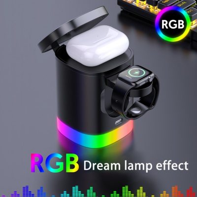 3 In 1 Magnetic Wireless Fast Charger For Smart Phone RGB Ambient Light Charging Station For Airpods IWatch - V.I.P Digital Presence
