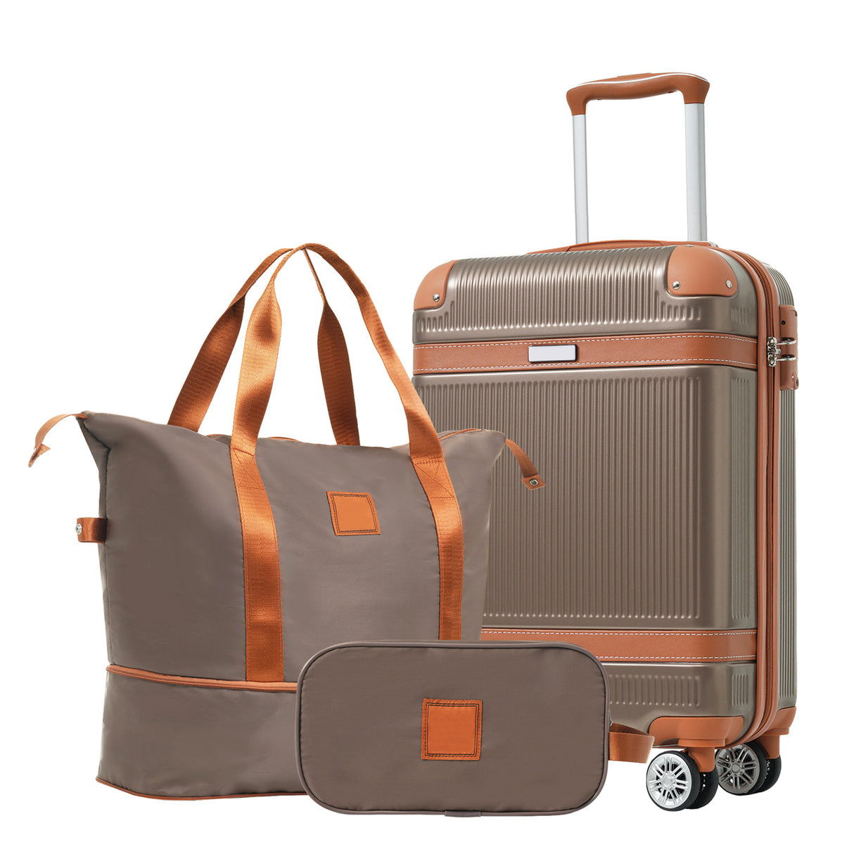 Hardshell Luggage Sets 3 Piece Carry-on Suitcase Double Spinner Wheels with TSA Lock for Men Women, Coppery (20in) - V.I.P Digital Presence
