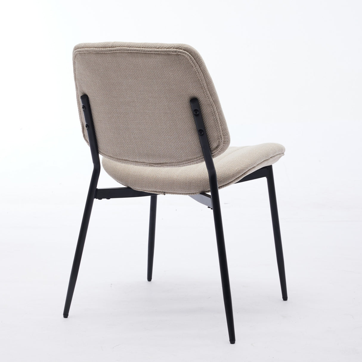 2-piece retro linen chair set with curved wooden backrest, cushioned seat, adjustable metal legs, (Beige Linen) - V.I.P Digital Presence