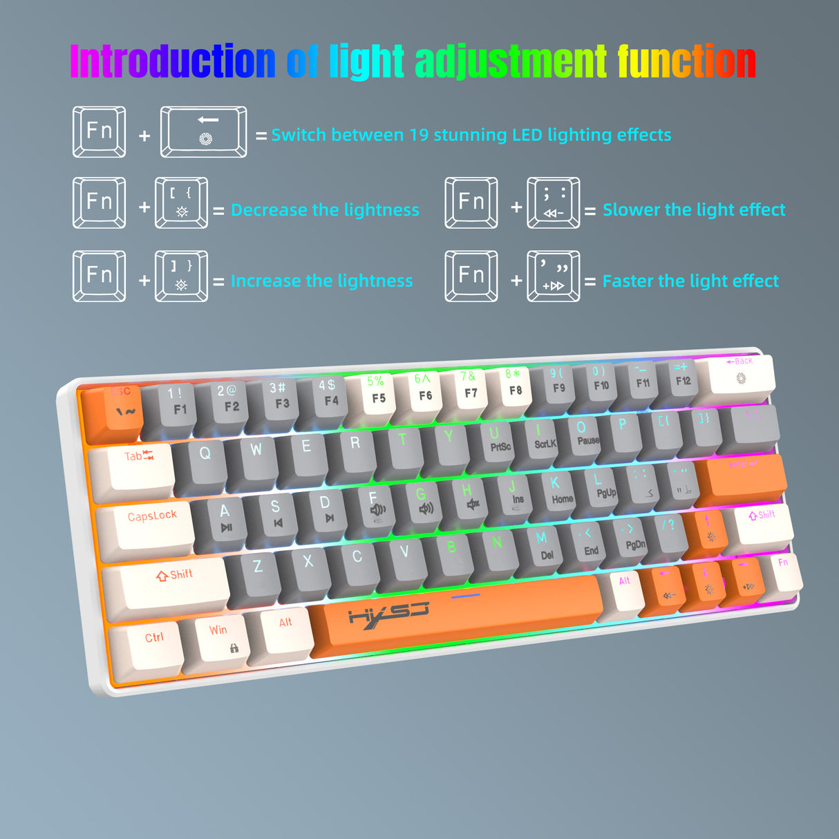 63 key portable 60% mechanical gaming keyboard RGB backlit compact mini gaming keyboard - V.I.P Digital Presence