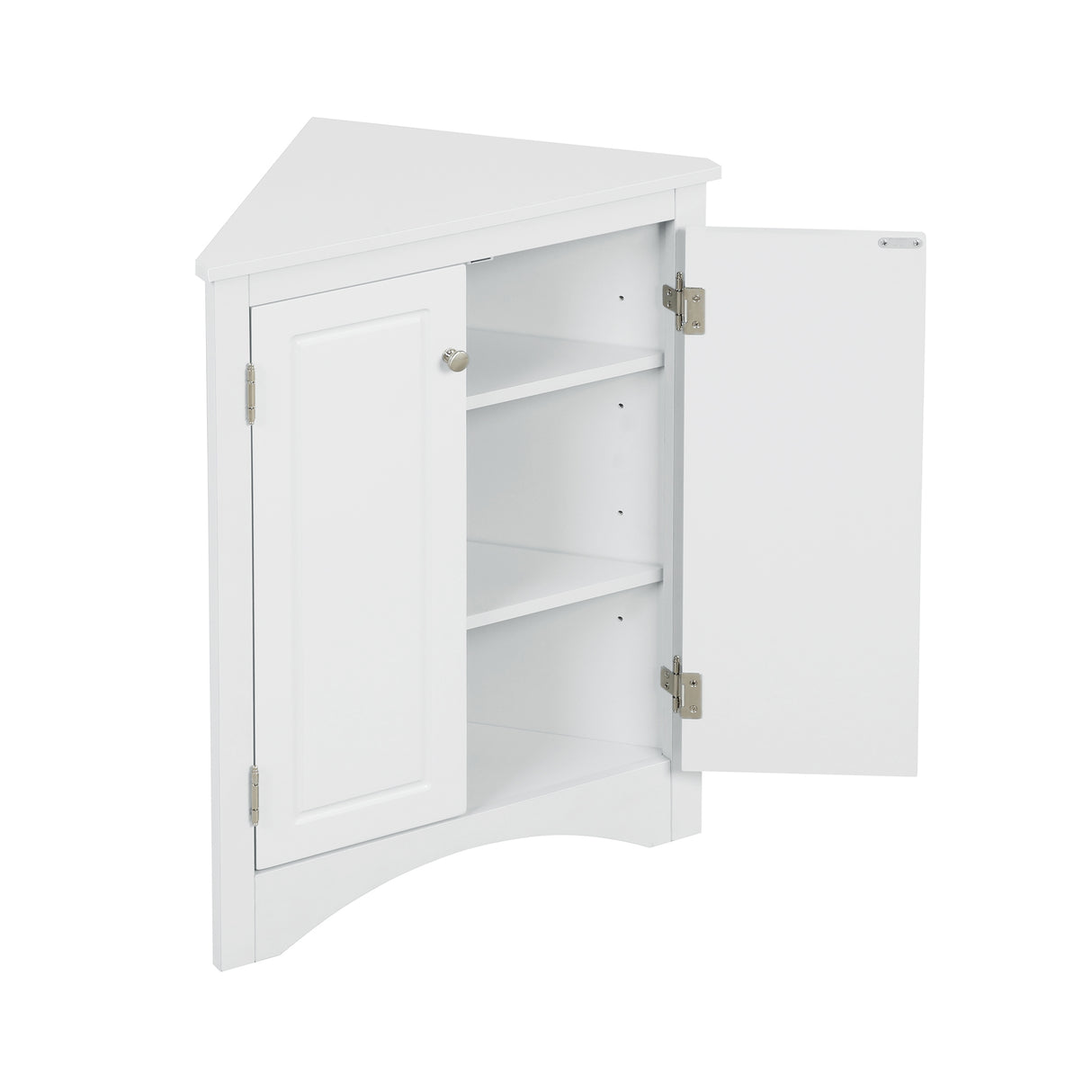 White Triangle Bathroom Storage Cabinet with Adjustable Shelves, Freestanding Floor Cabinet for Home Kitchen - V.I.P Digital Presence