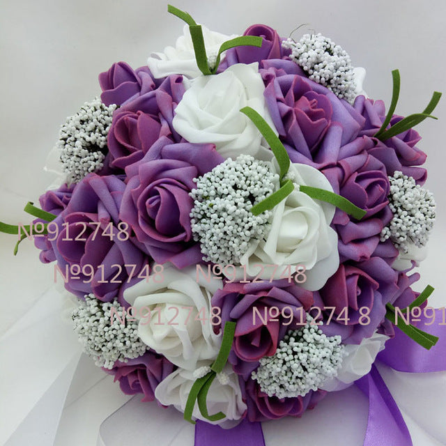 Bride Holding Flowers Romantic Wedding Colorful Bride 's Bouquet Red Pink Blue And Purple Bridal - V.I.P Digital Presence