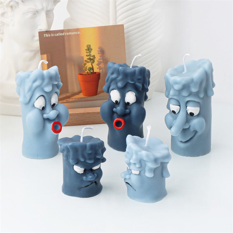Silicone mold Halloween funny expression candle mold cylindrical happy and angry smiling face aromatherapy plaster model - V.I.P Digital Presence