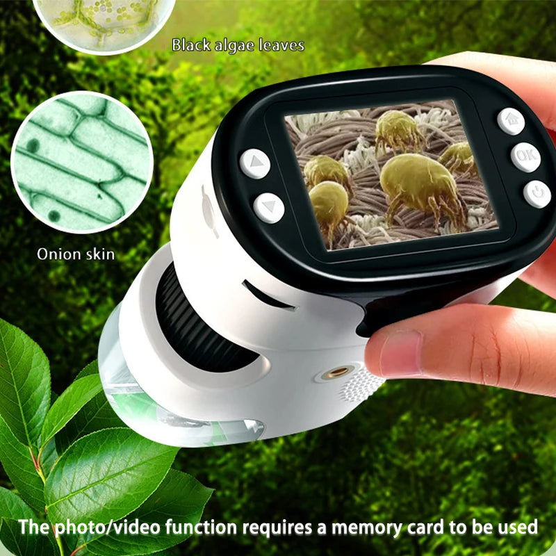 Pocket Microscope Display Montessori Handheld LED Light Biology Magnification Outdoor Students Teaching Gifts Children Stem Toys - V.I.P Digital Presence