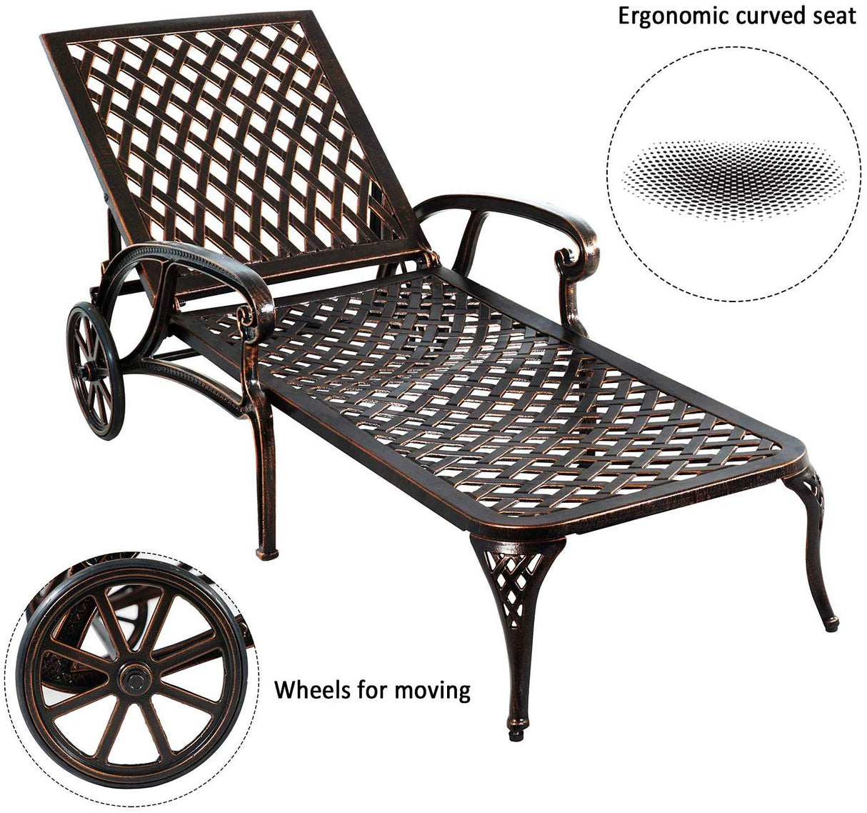 Aluminium Cast lounge chair 2pcs brown - V.I.P Digital Presence