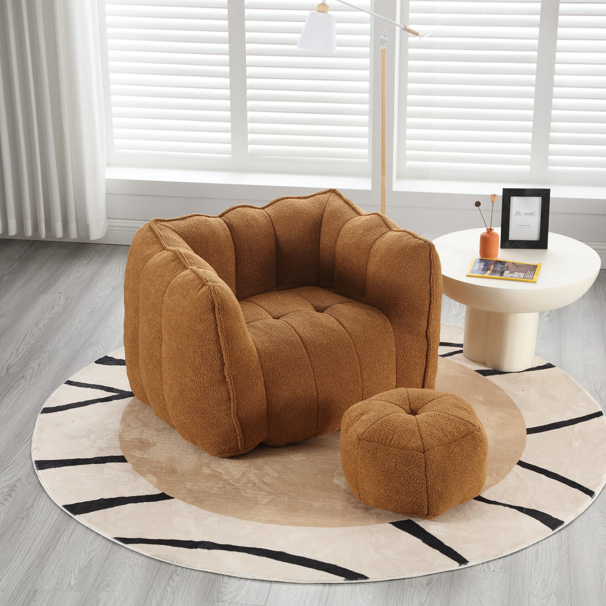 Soft Bean Bag Chair with High Resilient Foam(Chips)for living room and bedroom Comfortable Square Lazy Sofa with Footstool - V.I.P Digital Presence