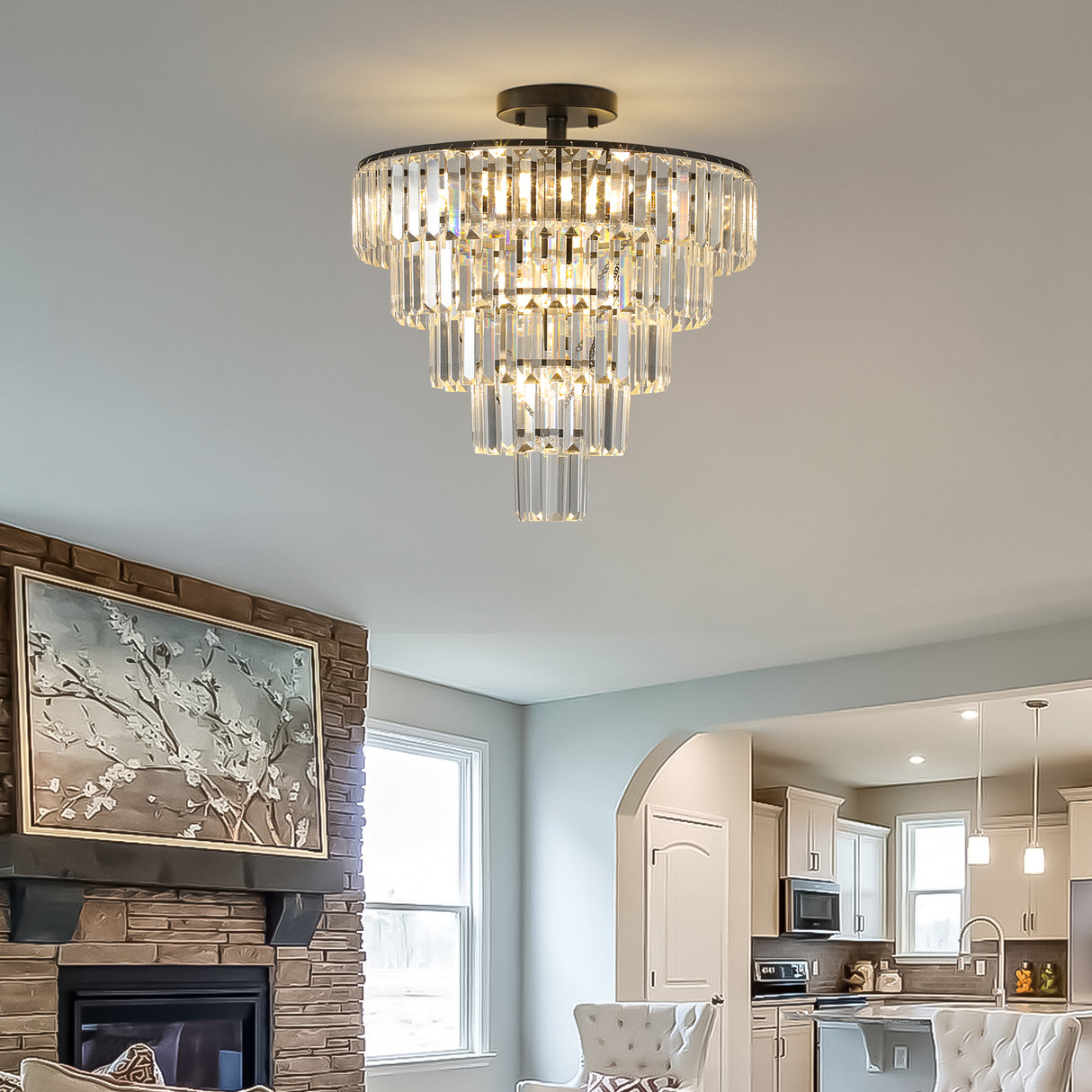 Black large crystal chandelier, modern style chandelier, dining room, living room, bedroom - V.I.P Digital Presence